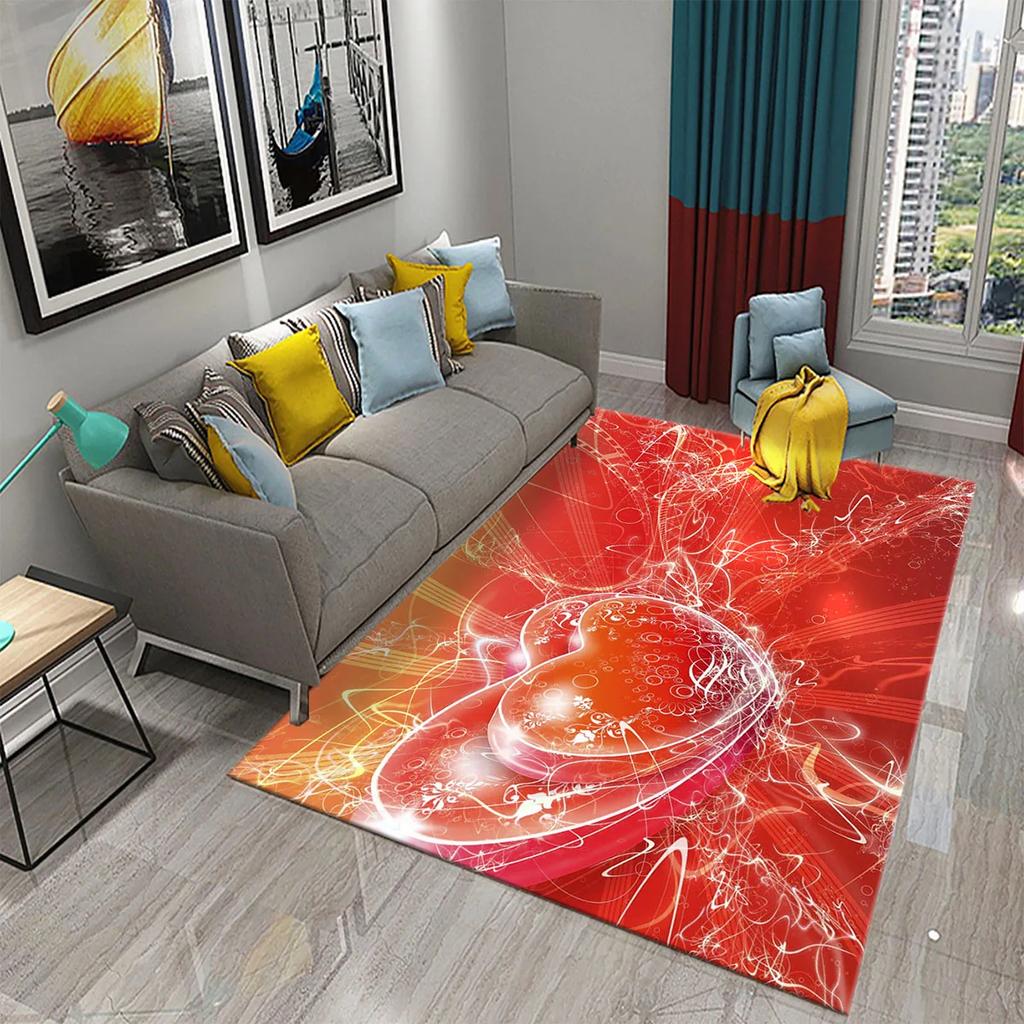 Romantic Love Pattern Carpet Living Room Carpet Bedroom Bathroom Decorative Mat Corridor Door Mat Non-slip Entrance Mat Gifts