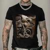 Motorcycle T-Shirt Men 3D Eagle Graphic Short Sleeve Vintage Streetwear Ride Biker T Shirt For Men Clothing Oversized Tees Tops