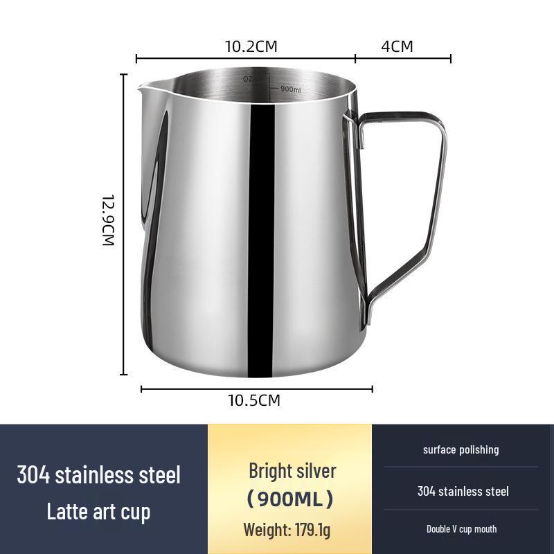 Stainless Steel 304 Milk Frothing Pitcher with Scale - Coffee Latte Art Cup and Milk Frother Jug