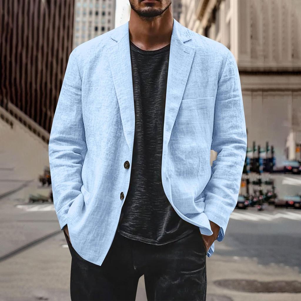 Men's Casual Fashion Jacket Solid Color Long Sleeve Jacket With Pockets