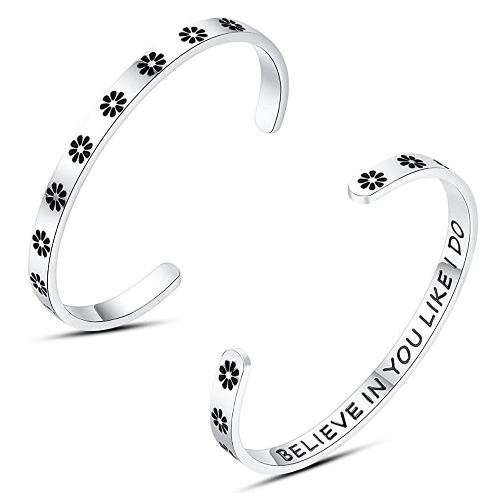 

Браслет из титановой стали, персонализированный браслет, резной браслет, подарок на день рождения, выпускной, дружбы, памятный женский браслет