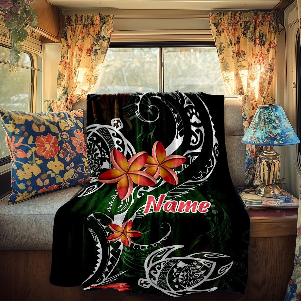 Floral Plumeria Customize Your Name Rv Blanket Comfortable Soft Lightweight Allseason Multipurpose Blanket For Travel Camping Picnics Sofa Rv Bed