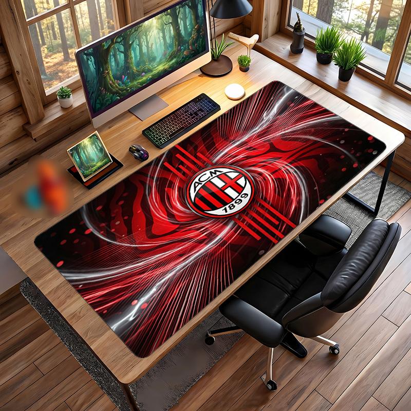 משטח עכבר גדול מודפס AC Milan, משטח שולחן גיימינג מגומי רך מונע החלקה לקישוט משרד, מחשב נייד, מחשב