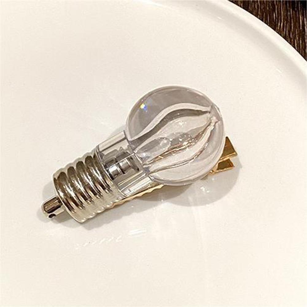 Simulation Light Bulb Lighted Hair Clips Luminous Bulb Shape Hairpin Luminous Hairpin Girls Wear