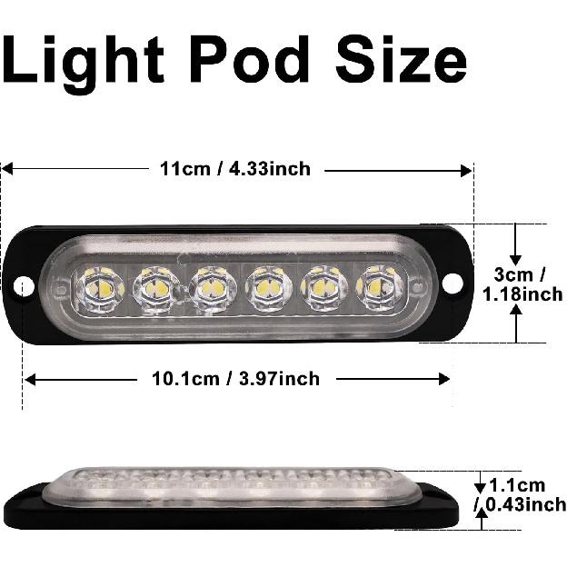 12V 24V LED White Light Thin 6LEDs Waterproof for UTV Truck RV Dome, Step, Under Dash, Truck Bed, Trunk, Boat Interior, 1 Pc