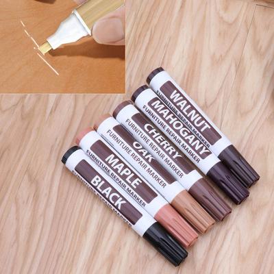 6 Farben Möbelreparaturstift Ausbesserungsstift Marker Kratzerfüller Farblöser für Holzschrankboden Tische Stühle