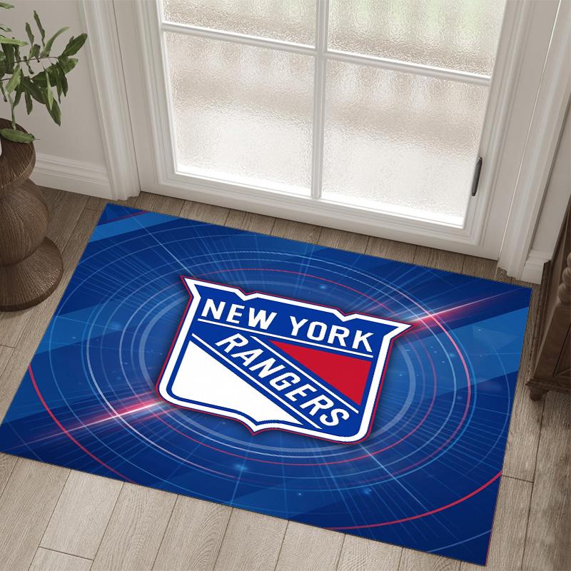 New York Rangers Design Crystal Velvet Carpet Cozy Non?Slip Printed Rug For Bedroom Living Room Entrance