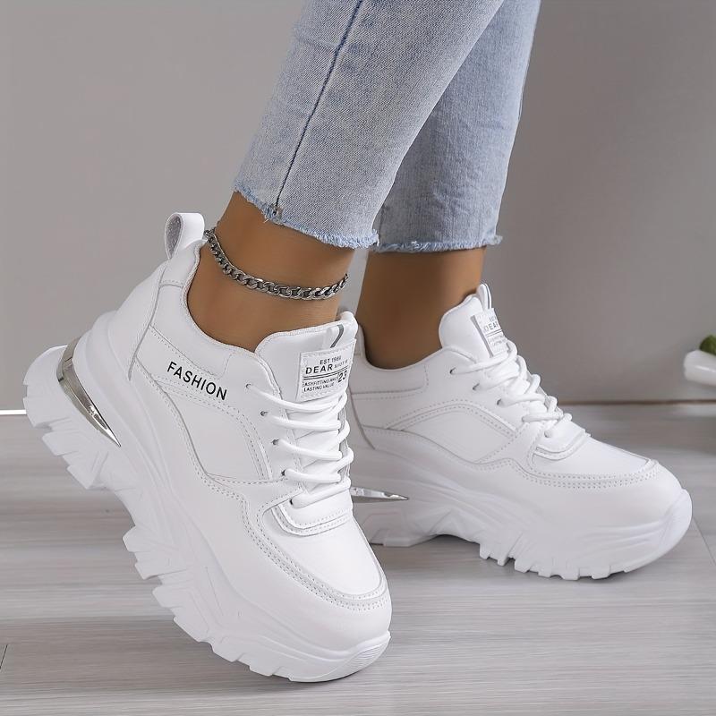 Women's Platform Sneakers, Fashion Lace Up Outdoor Shoes, Comfortable Low Top Sport Shoes