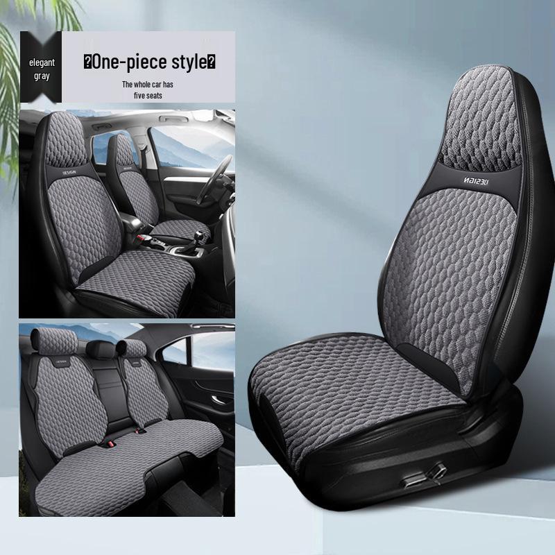 Breathable All-Season Linen Cotton Car Seat Cushion Cover, Universal Fit