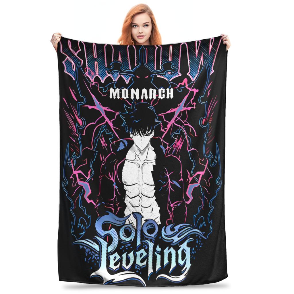 Solo Leveling Sung Jinwoo Plush Blanket Anime  Custom Throw Blanket for Bed Sofa Couch 125*100cm Bedspread