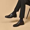 Men's Leather Shoes Men's Business Casual Shoes Spring Cowhide Black One-pedal Work Shoes Low-top Four-season Single Shoes