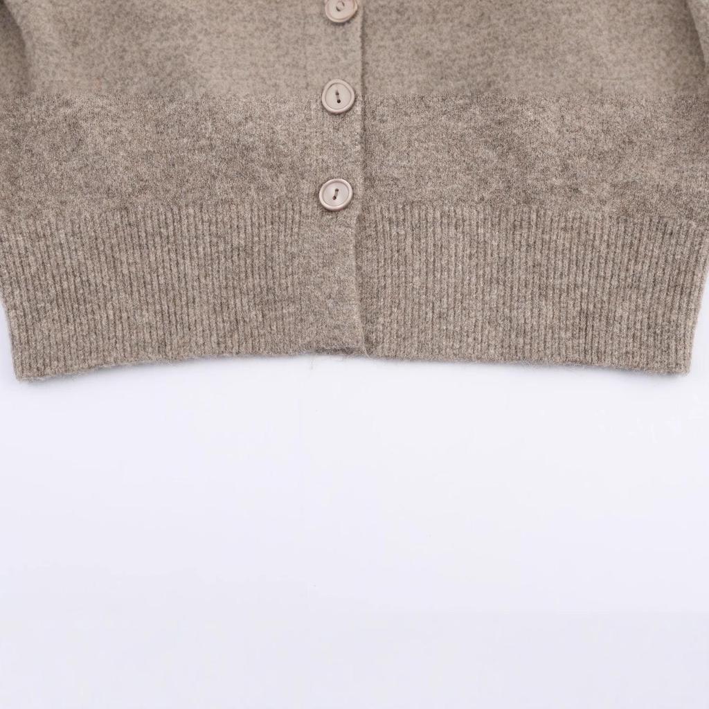 European Fashion Round Neck Button Knit Cardigan