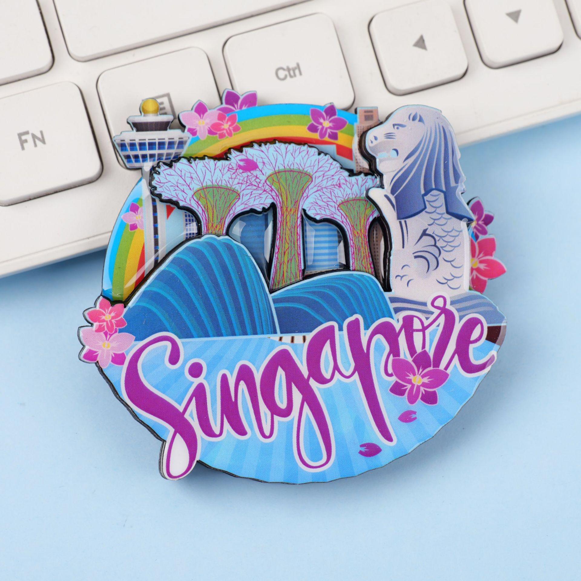 Деревянные Магниты на Холодильник - Коллекция Туристических Сувениров Сингапура