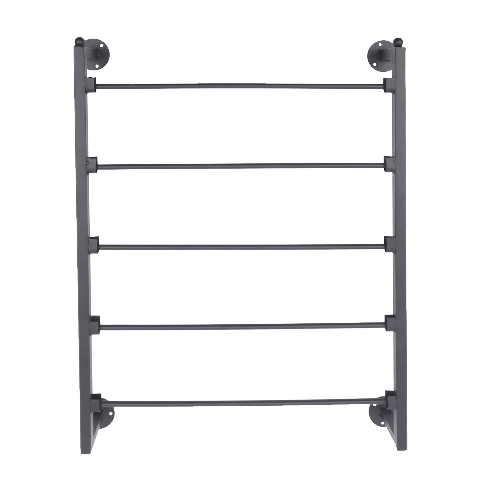 

Wall Mounted Scarf Hanger Organizer, 5-Tier Steel Display Rack for Scarves Belts Towels, Storage Holder for Home Store чёрный