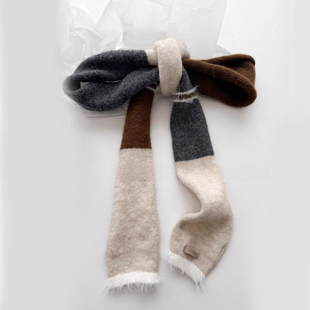 Knitted Wool Assorted Colors Scarf Warm Neck Scarves Plush Long Narrow Scarves Autumn Winter