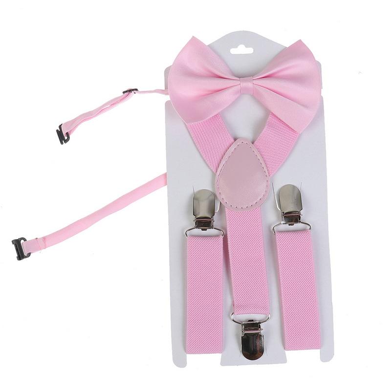 Kids Braces Bow Tie Set, 2.5cm Elastic Adjustable 60cm Y-Back Clip-on Suspenders, Formal Classic Pre-Tied Bowties for 1-9 Years Olds Boys Girls