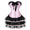 Set Due Pezzi Shapewear Donna Forma Palazzo Top Corsetto Modellante con Bordi Arricciati Gonna Corta