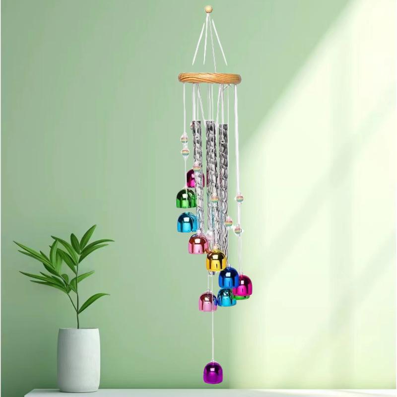 Campanella a Vento in Legno Massello Stile Europeo Colorata Tubo in Alluminio da Parete Decorazione da Appendere su Balcone Porta Regalo Campanella a Vento