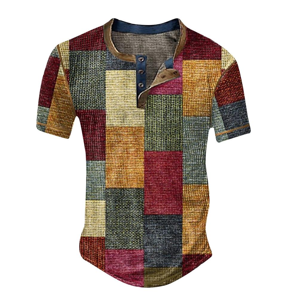 Men's Summer Striped Printed Short Sleeve Tops Men's Casual Fashion Short Sleeve Shirts