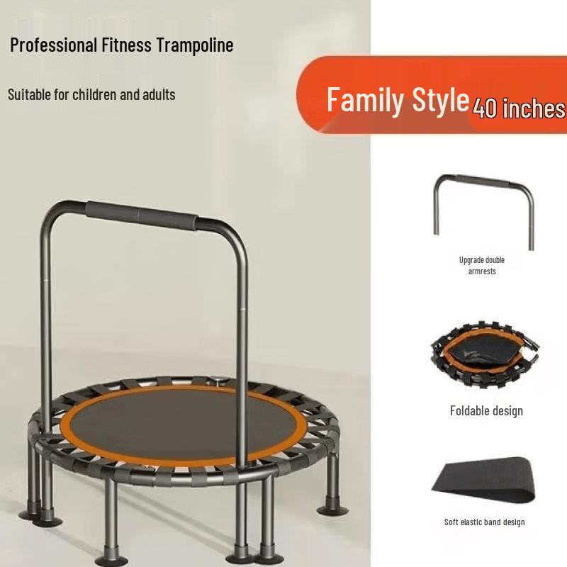 TLXT Kids Indoor Folding Trampoline with Handrail
