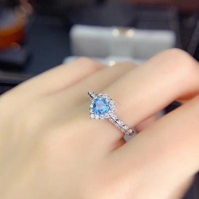 Anelli a forma di cuore blu con temperamento delicato per le donne Regalo di gioielleria raffinata per la festa di fidanzamento con zirconi