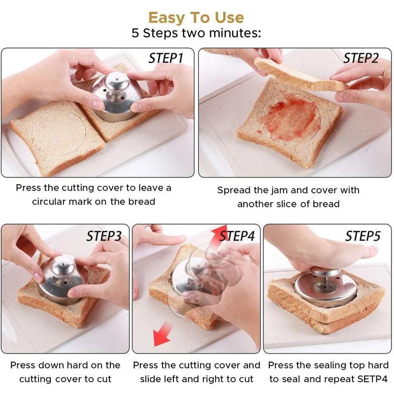 Stainless Steel Sandwich Cutting Sealing Mould Hamburger Pie Sealer Mold Bread Round Stainless Steel DIY Sandwich Cutter Baking