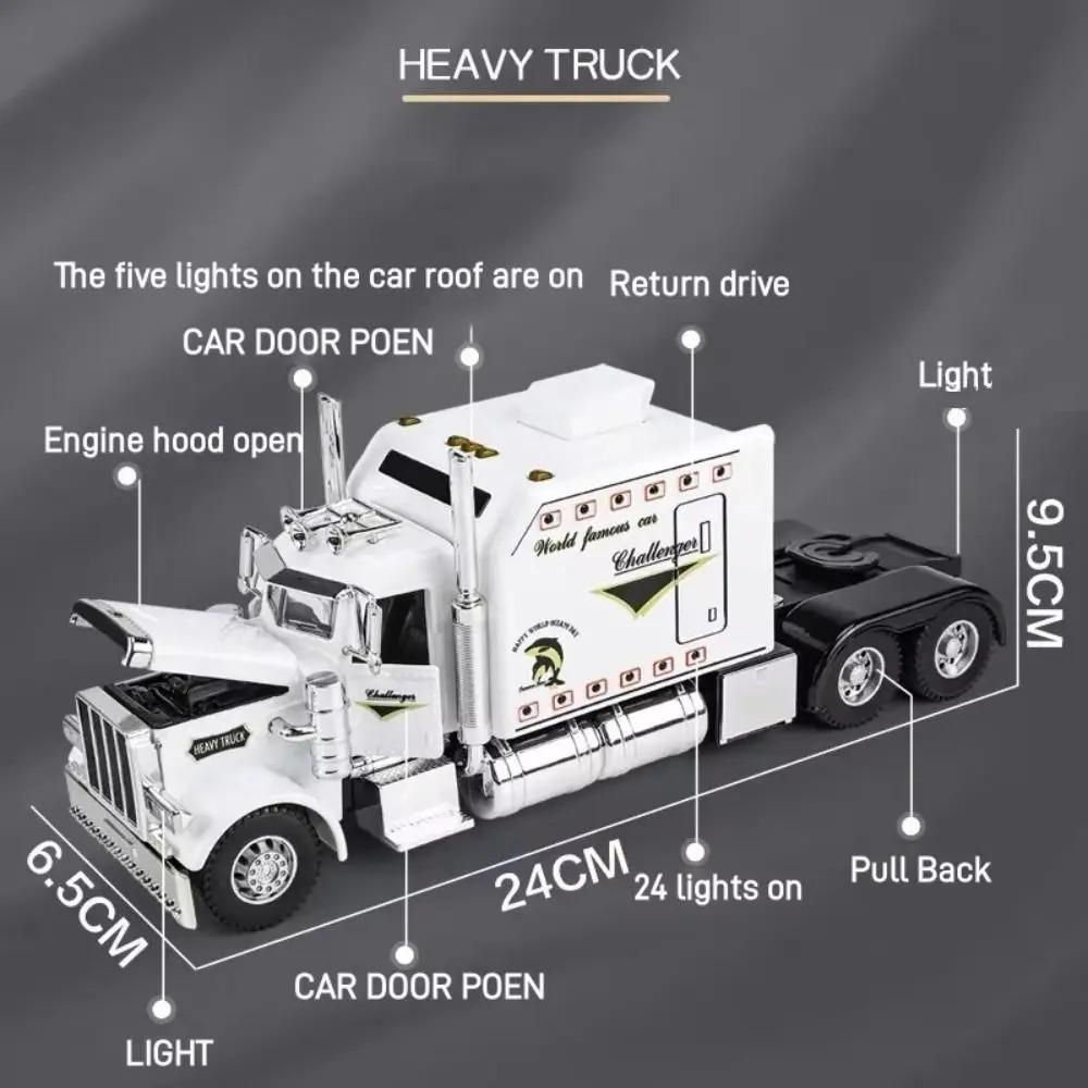 Funny 1:24 American Truck Model Sound and Light Vehicles Gifts Container Truck Simulation Alloy Heavy Truck Model Decoration