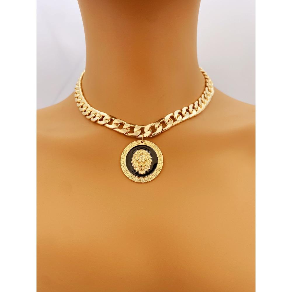 Bold Lion Head Necklace On Chunky Chain for Statement Style