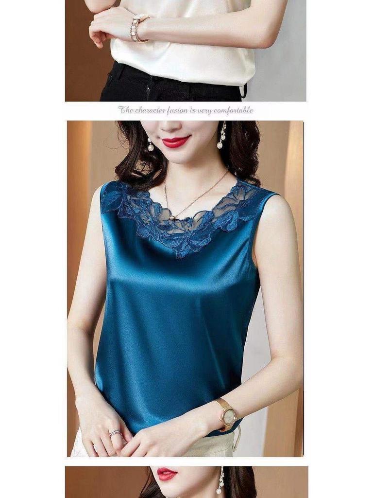 Damspets Satin Ärmlös Linne Tanktopp