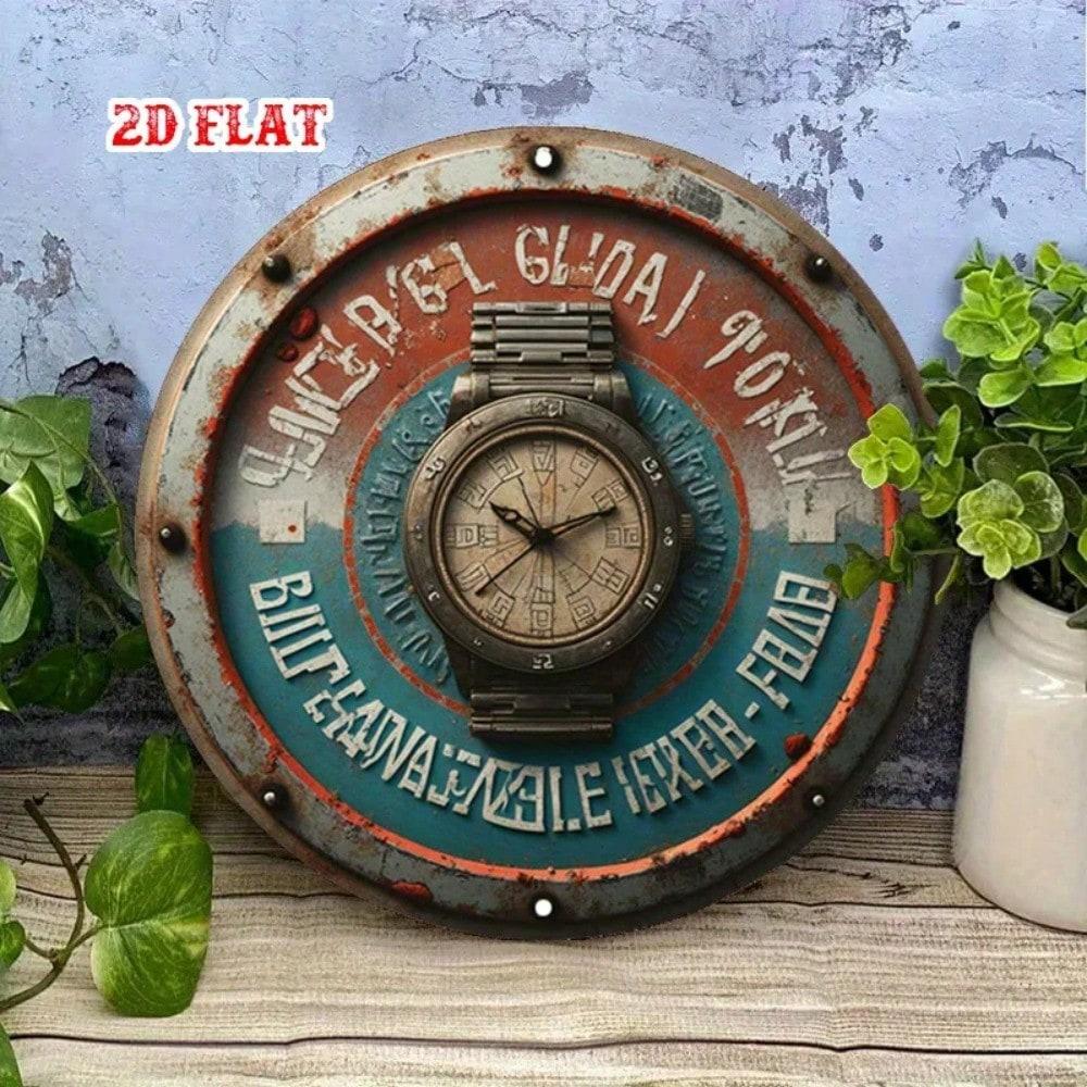 

Vintage Steampunk 7.87in Round Metal Wall Clock, Rustic Industrial Gear Sign for Home