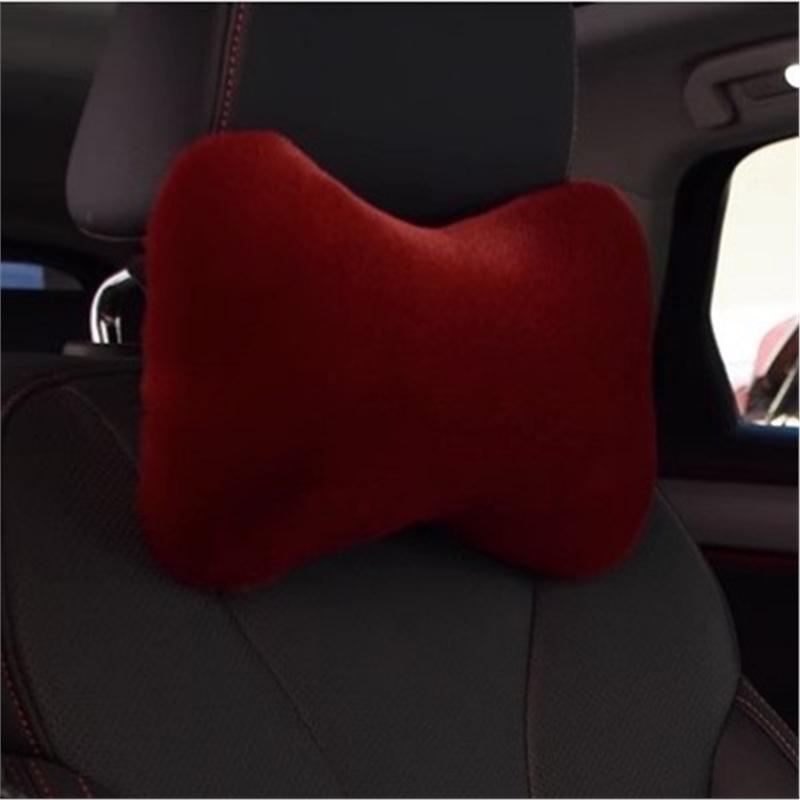 Car Plush Neck & Waist Pillow Set - Bone-Shaped Headrest Pair