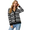 Casual Plaid Printted Cardigan Women Sweater Autumn Knitted Open Stitch Single Breasted Loose Ladies