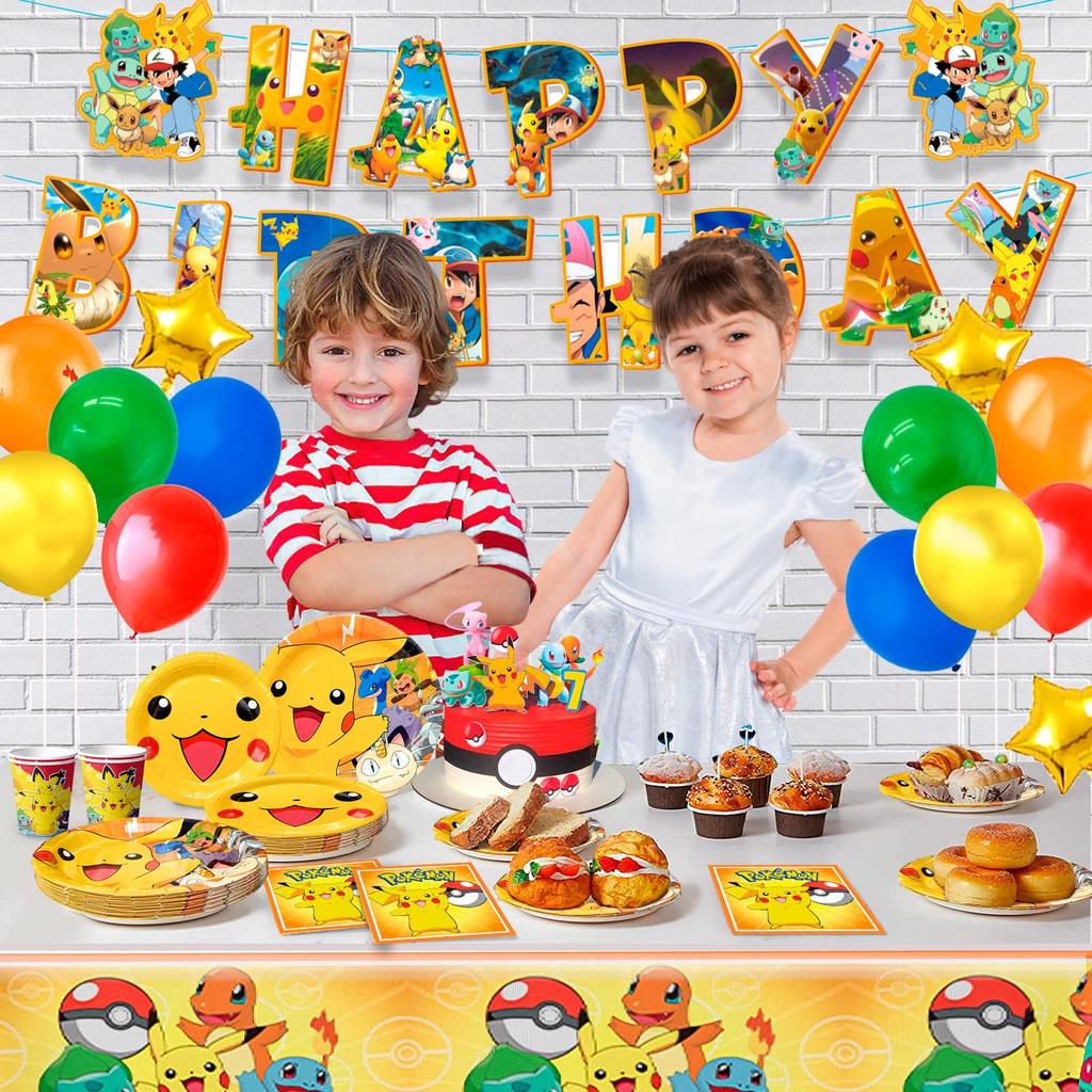 Cartoon Anime Birthday Party Supplies,Party Decorations&Tableware Kit, Suitable for Various Party Decorations