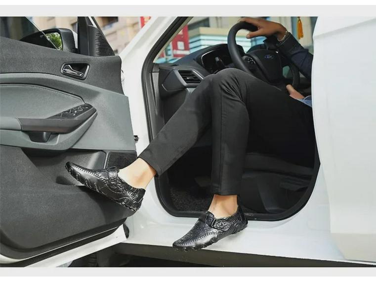 Men's Casual Leather Slip-On Driving Shoes - Breathable, Soft-Soled, All-Match Style, Large Size (Model 8899)