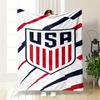 "USA Logo with Red and Blue Stripes" Patterned Flannel Blanket Perfect for the Bedroom Living Room, Sofa, or a Little Nap