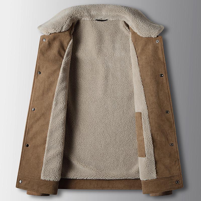 Herbst- und Winter Cord Samt Verdickter Revers Workwear Mittelalterliche und Junge Leute Business Freizeit Warme Jacke