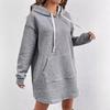 European and American Women's Fashion Casual Hooded Sweatshirt Dress