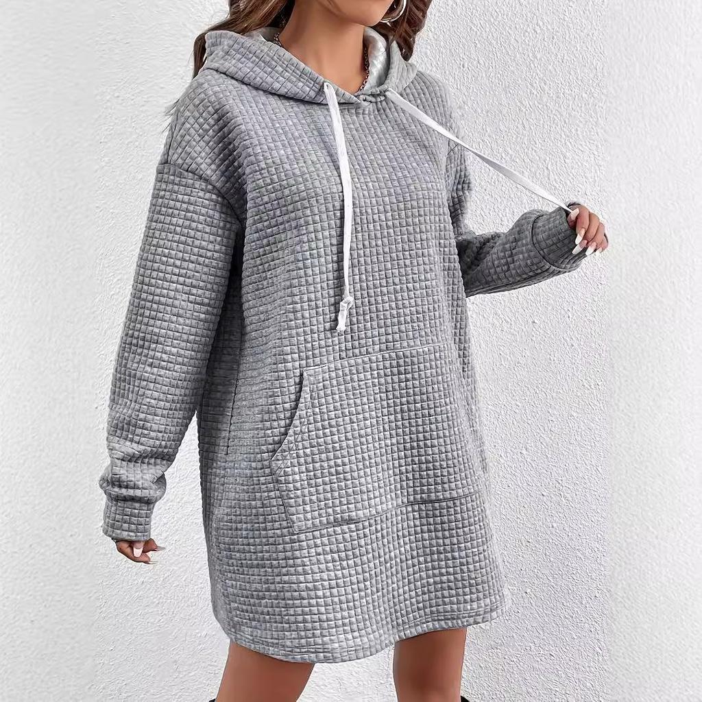 European and American Women's Fashion Casual Hooded Sweatshirt Dress