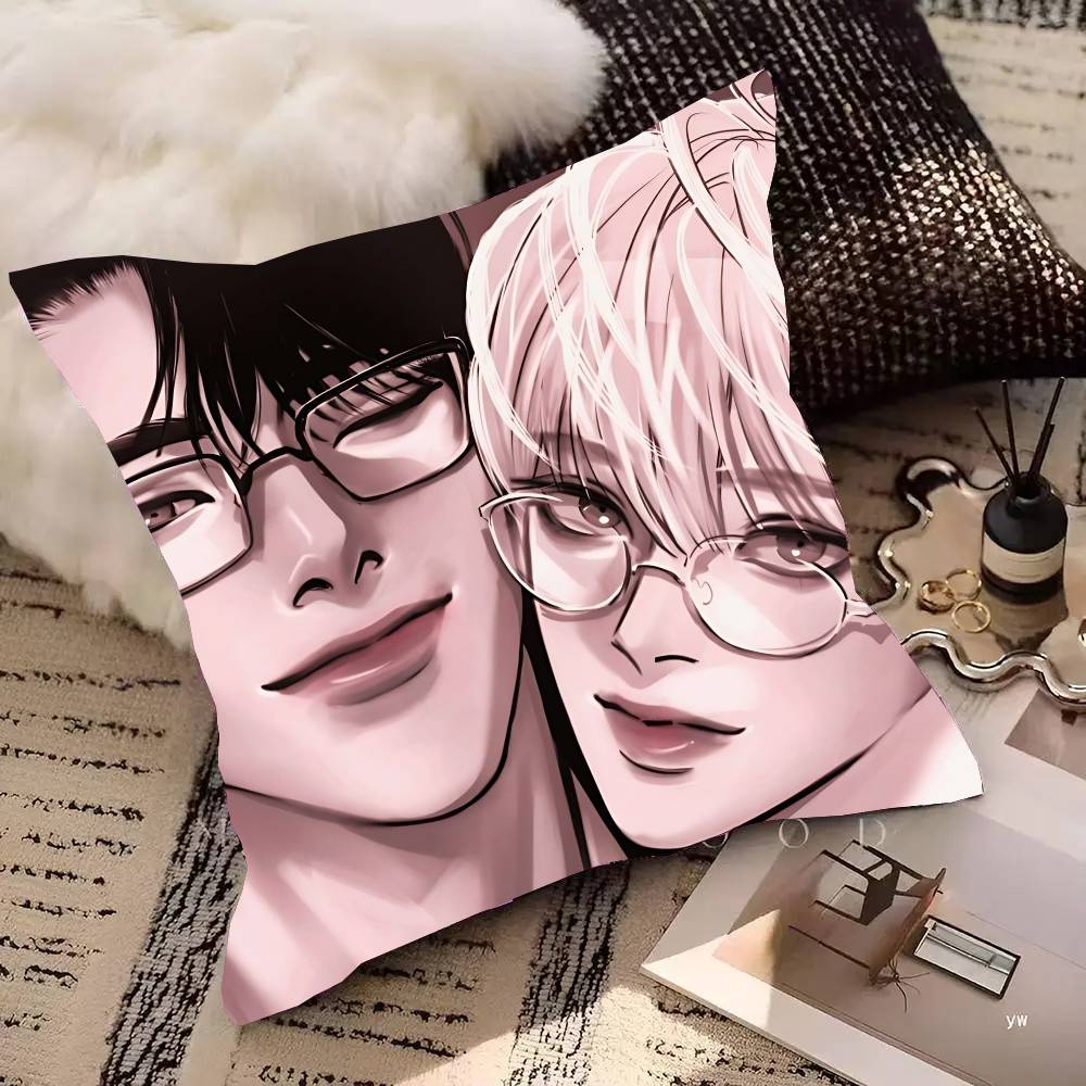 

P-Pearl Boy Manga Pillow Case Fashion Square Pillowcase Bedroom Sofa Room Ins Decoration Leisure 30cm x 30cm
