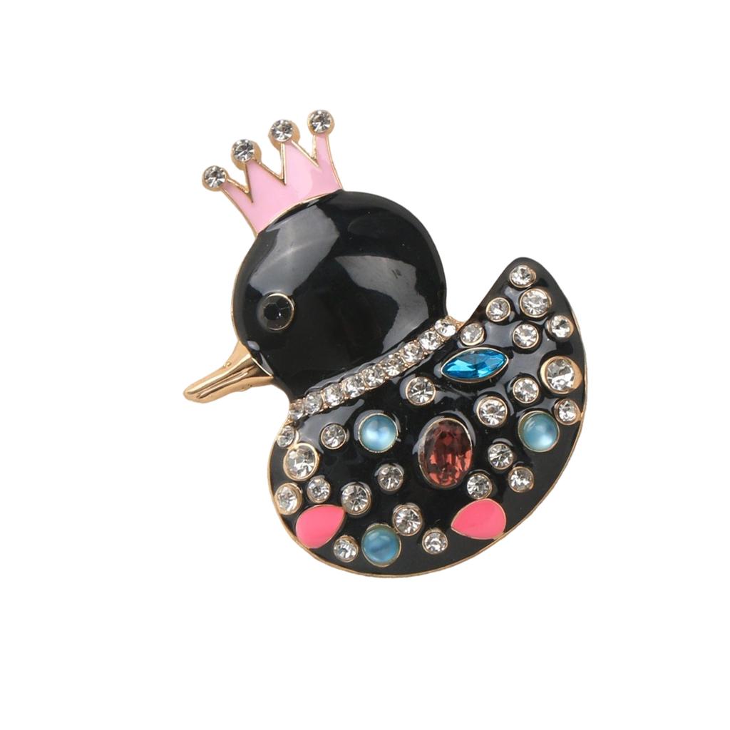 Lightweight Crystal Duck Brooch Crowns Accent Secure Pin for Garments Bags Hats Accessory Clothing Accessories