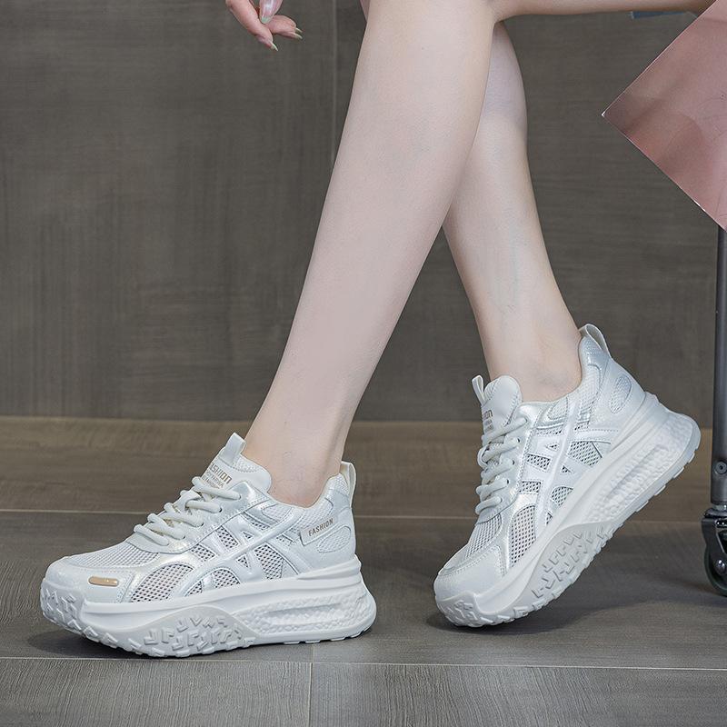 

Summer new hollow dad shoes women s breathable casual thick baseplate shoes 52065 34 бежевый