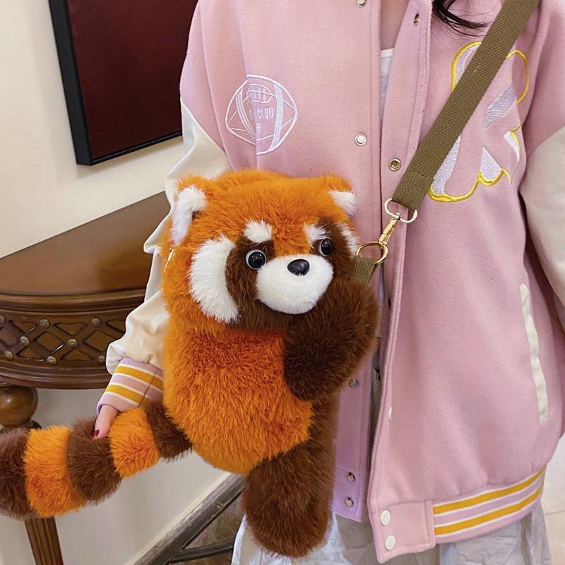 Lotor Procyon Plush Backpack Soft Cartoon Lightweight For Casual Outings School