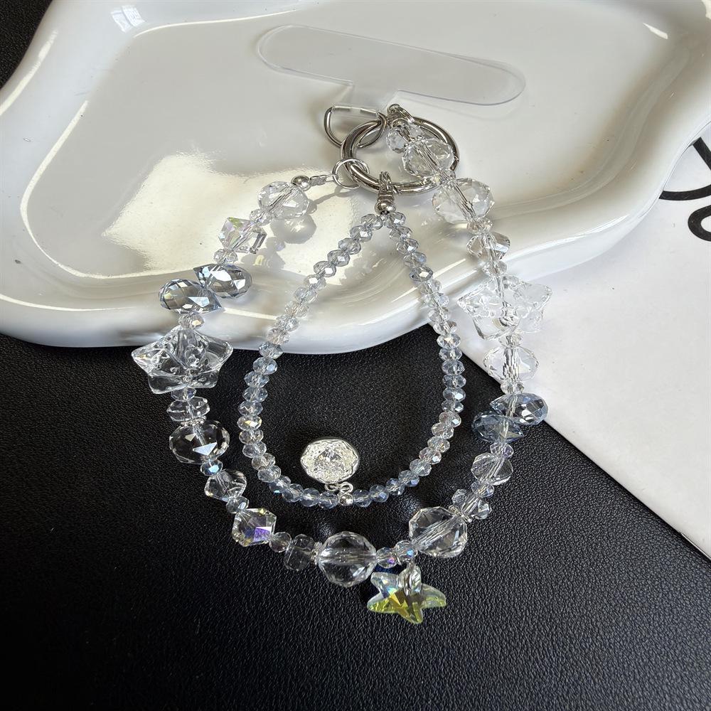 Luxurious Starfish Pendant Phone Lanyard & Keychain Charm Ice White Starfish Pendant