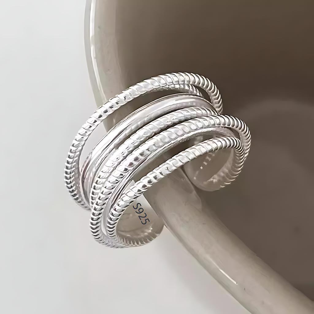 PANJBJ Inel Geometric din Argint 925 cu Cristal pentru Femei Elipsă Punk Exagerat Picătură de Apă Inel Deschis Cadou Bijuterie