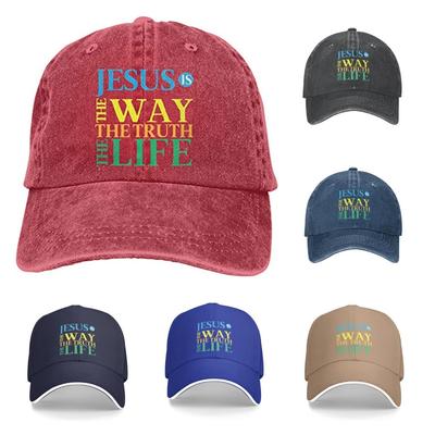 Denim Cap Jesus The Way The Truth The Life Baseball Dad Cap Adjustable Classic Sports for Unisex Women Hat Red One Size