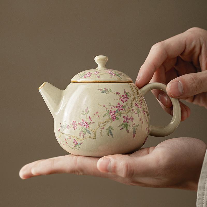 Ru Kiln Open Piece Ceramic Teapot Handmade  Ru Porcelain Xishi Pot Tea Maker Kettle Portable Kung Fu Teapot