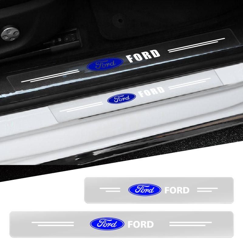 4Pcs Car Threshold Protector Transparent Decorative Badge 3D Sticker For Ford Focus Mondeo Kuga Fiesta MK7 Escort Explorer Edge 2 4 MK2 MK4