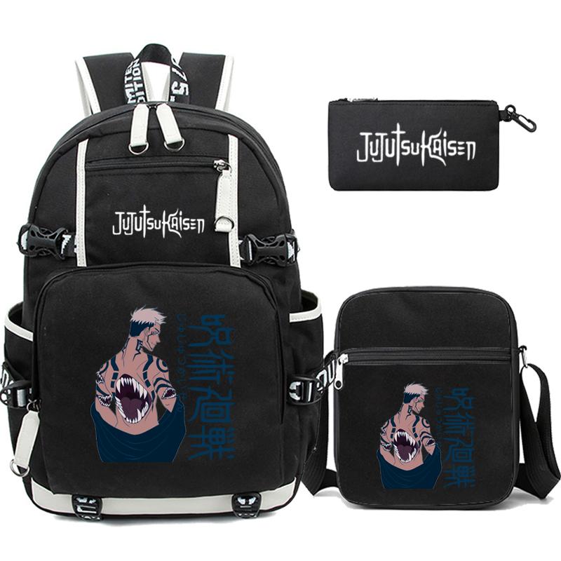 3ks/set Anime Uzumaki Batoh pro dospívajícího chlapce Zpátky do školy Batoh Student Schoolbag Cestovní taška pro volný čas