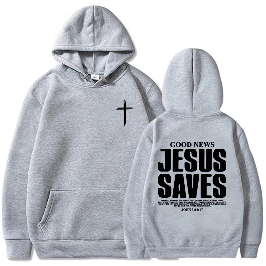 Jesus rettet Johannes 3:16:17 Hoodies Christliche Bibelvers Sweatshirts Herren Damen Kleidung Winter Bequem Tasche Pullover Grafik