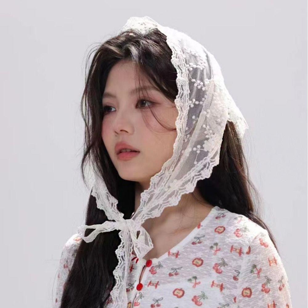Embroidered Lace Headband Ethnic Style Skirt Curtain Retro Lace Triangle Scarf Travel